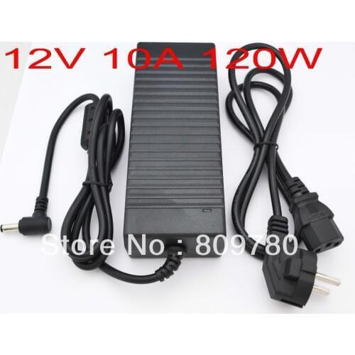10PCS High quality DC 12V 10A Switch power supply, 120W power adapter EU, US, AU, UK.For LED Light And LCD Monitor CCTV