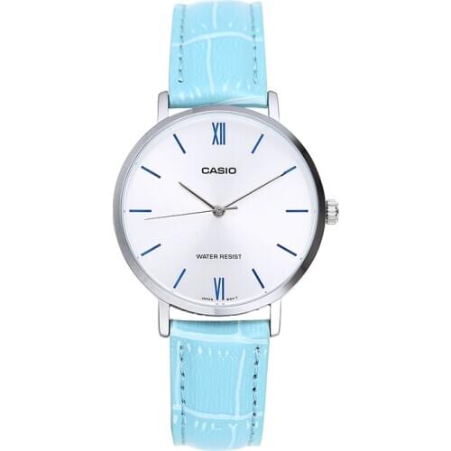 Casio Watch Womens watch Silver Blue Leather Watch LTP-VT01L-7B3