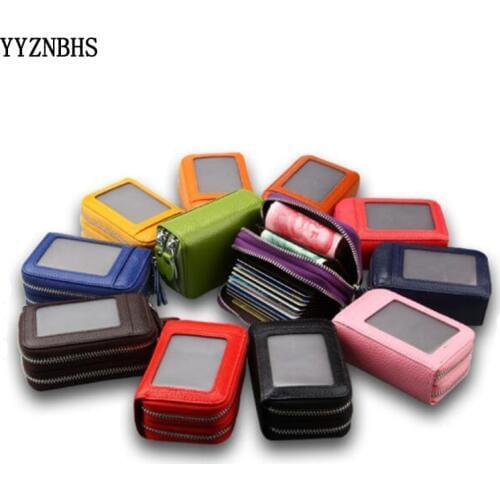 Women Wallets Genuine Leather Double Zipper Card Wallet Small Purse Lady Wallet Women Carteira Feminina Card Holder Pasjeshouder