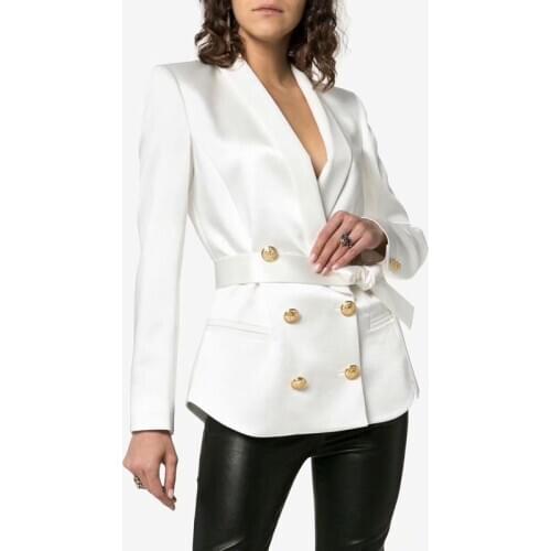 Winter 11.8 2021 Autumn New High end shawl collar Double breasted slim with belt blazer coat