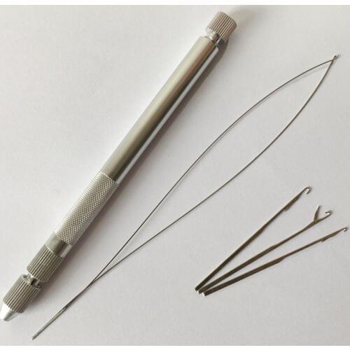 1 set hair etension metal pipe with 3 pieces needle pin 1pc hair extension loop