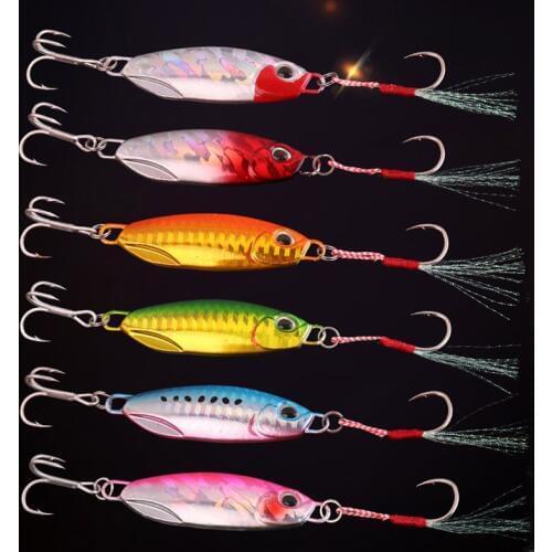 1pcs Metal Jig Lure With Treble Assist Hook 15G 20G 30G 40G 60G Artificial Bait Lead Sea Bass Fishing Shore Drag Cast Jigging