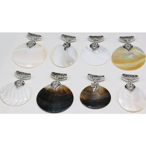 1pcs New Hot Sale Natural Round Oval Shell Pendants Charms for Women Earring Necklace DIY Jewelry Accessories Gift