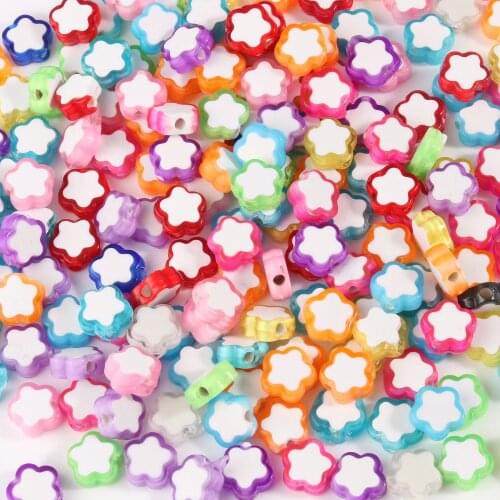 100/200/300pcs Flower Shape Acrylic Beads Loose Spacer Beads for Jewelry Making DIY Bracelet Accessories
