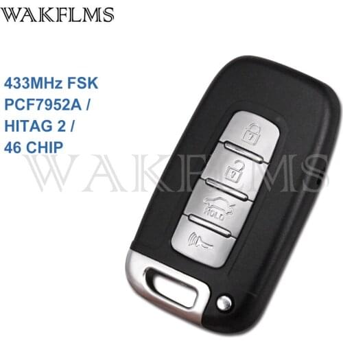4 Buttons 433MHz PCF7952A Smart Key Automobile Car Key Fob Replacement For Hyundai Sonata Genesis Equus Veloster