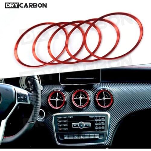5PCS Air Conditioner Vent Outlet Ring Trim Decor for Mercedes Benz W176 W246 C117 X156 AMG Auto Car Chromium Styling