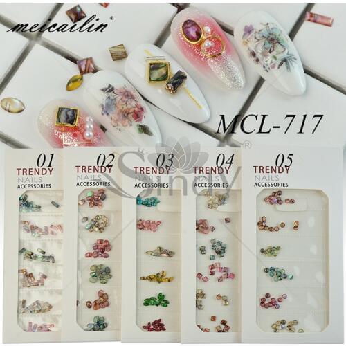 60pcs Japanese Nail Art Decorations 3D Abalone Slice Flake Mix Color Round Oval Horse Eye Square Rectangle Natural Shell Stones