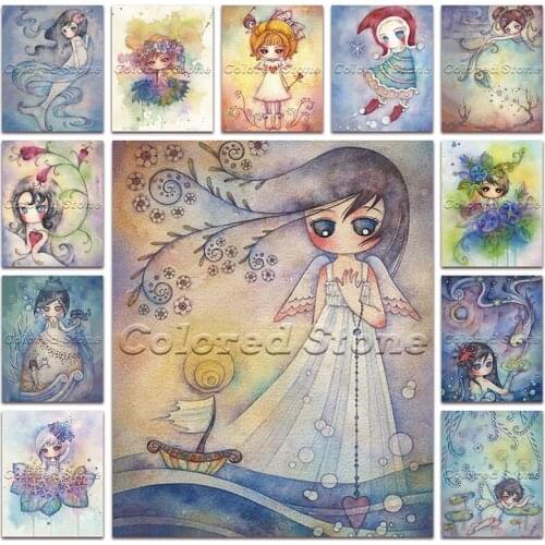 New Diamond painting Cartoon cute girl mermaid flower fairy princess beauty 5D DIY Full Square Drill embroidery Round mosaic 105