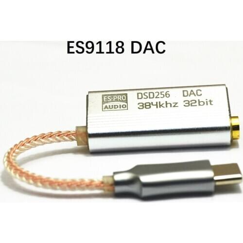 USB Type-C To 3.5mm Jack Audio Adapter Portable HIFI Digital DAC Headphone Amplifier Decoder For Andoid Huawei Win10 Ipad ES9118