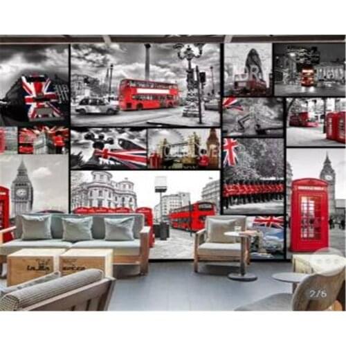 Beibehang Custom wallpaper fashion Europe, America, England, nostalgia, retro London street view living room background wall
