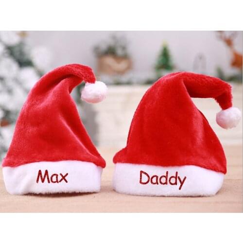 Free Shipping Customized Santa Hat Personalized Christmas Santa Caps Xmas Party Decoration Christmas Gifts Hat with Your Name