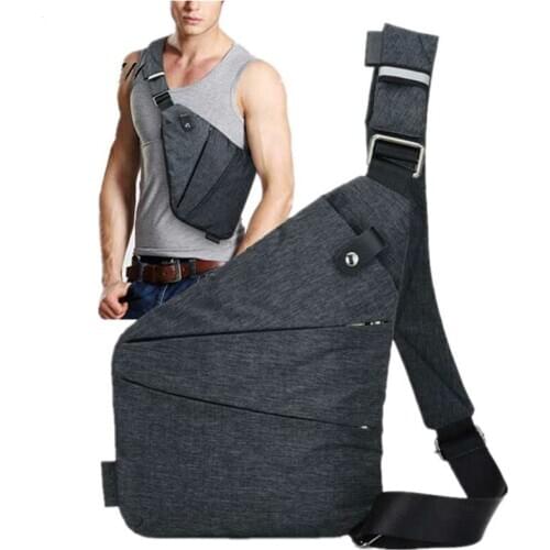 Brand Canvas Men Travel Business Bag Burglarproof Shoulder Bag Holster Anti Theft Security Strap Digital Storage Mens Chest Bags