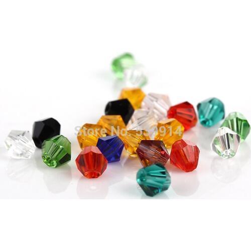 4mm Mixed Color Bicone Faceted Crystal Loose Beads 500pcs/lot Fit European Jewelry Bracelet Charms DIY