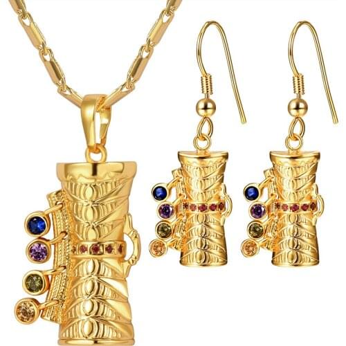 Collare KUNDU Drum Jewelry Sets For Women Gold Color Papua New Guinea Jewelry Earrings Necklace Sets Crystal PNG Sets S021
