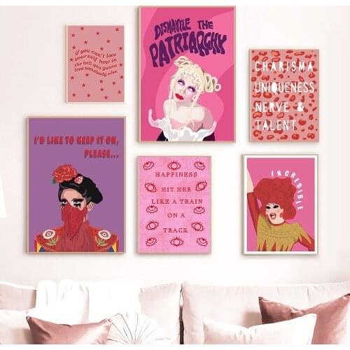 Teen Girl Room Decor Wall Art Pink Poster Modern Fashion Canvas Painting Frameless Incredible Printing Frameless Picture