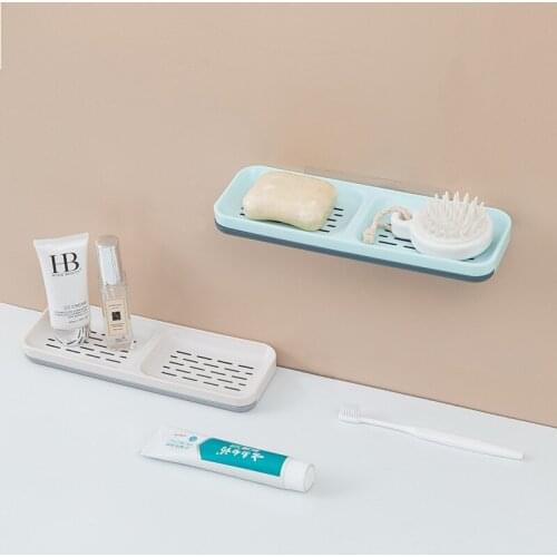 Double-layer Drain Soap Box Punch-free Storage Holder Racks Wall-mounted Bathroom Soap Dish Household Bathroom Organizers Shelf