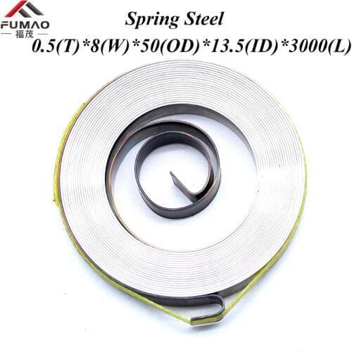 FUMAO China manufacturer flat wire rolling constant force coil spring for clockwork 0.5X7x50x18X3000mm