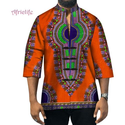 African Print Mens T-shirt Summer Wear Street Styles Short Sleeve Dashiki Tops WYN1381