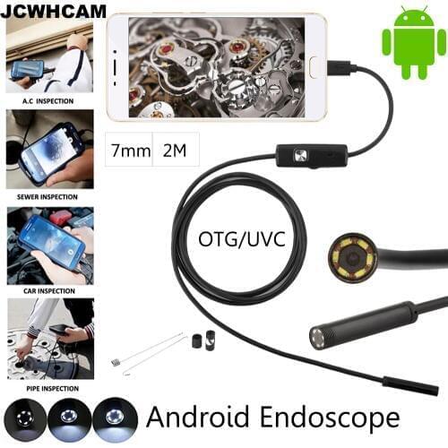 JCWHCAM Micro USB Endoscope Android Camera 7mm Lens 6LED Portable OTG USB Endoscope 2M USB Android Phone Borescope