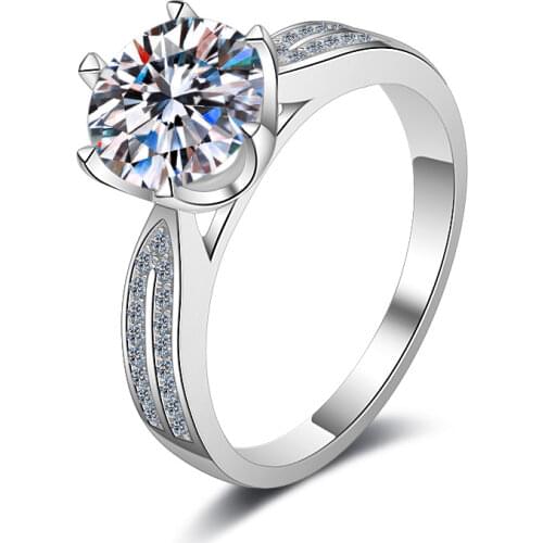 925 Sterling Silver Passed Diamond Test Stone 6 Claw Love Rings 0.5-2CT Moissanite Ring Classic Fashion Engagement Fine Jewelry