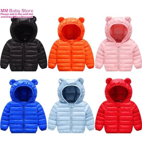 Baby Boys Girls Jackets Kids Light Down Coats Children Clothes Spring Autumn Winter Warm Outwears Ear Hoodies Vests Coat