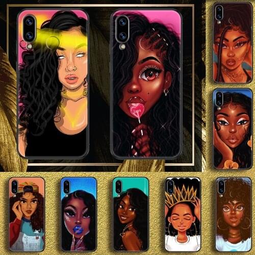 Fashion Personalized MELANIN Girl Phone case For Huawei Honor 6 7 8 9 10 10i 20 A C X Lite Pro Play black silicone waterproof