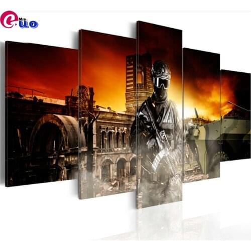 5 Panel soldier Diy Diamond Painting Full drill Cross Stitch Mosaic Diamond Embroidery Rhinestone of picture masti-picture