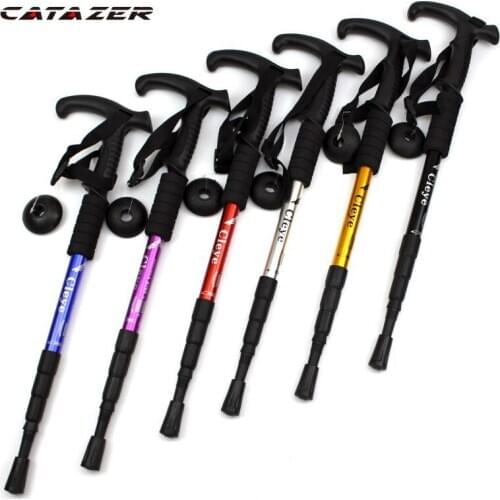 New Outdoor Defense Tactical Stick Aluminum Alloy Hiking Equipment Multifunctional Folding Tools Ultralight 4-section Walking