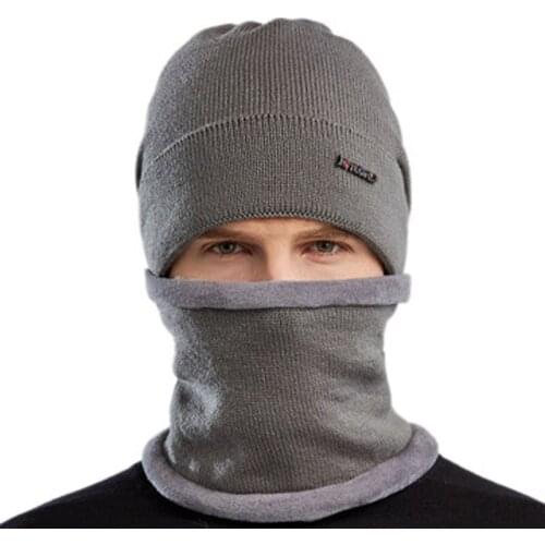 New European And American Cashmere Warm Knit Knit Cap Men And Women General Autumn And Winter Cap Neck Two-Piece Set