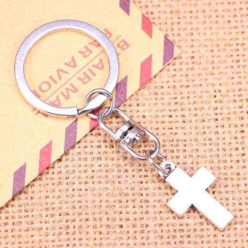 New Fashion Keychain 22x15mm cross Pendants DIY Men Jewelry Car Key Chain Ring Holder Souvenir For Gift