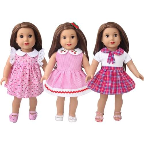 18 Inch Doll Baby Clothes Fashion Casual Wear Handmade Girl Dress for Doll Accessories DIY Toys Reborn Baby Doll Lapel Dress