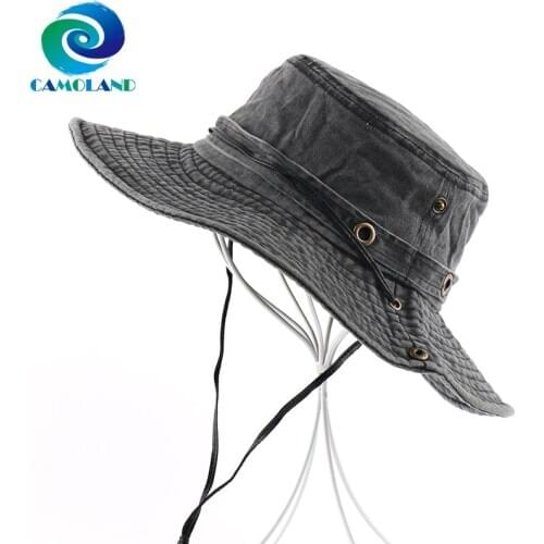 CAMOLAND New Style Bucket Hat For Women Men Washed Cotton Panama Hat Summer UPF 50+ Sun Hat Male Beach Fishing Hunting Caps
