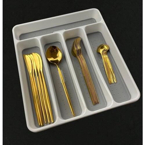 Plastic Cutlery Tray Kitchen Drawer Organizer Separation Dinnerware Tidy Drawer for Spoon Fork Knife Shelf Tableware Storage Box