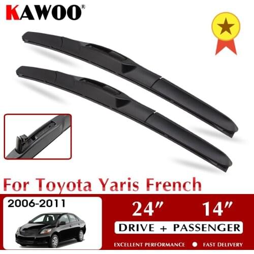 KAWOO Wiper Car Wiper Blades For Toyota Yaris French 2006-2011 Windshield Windscreen Front Window Accessories 24"+14" LHD RHD