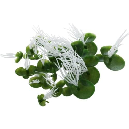 SHGO HOT- Aquarium Artificial Duckweed Floating Plastic Green White Plant