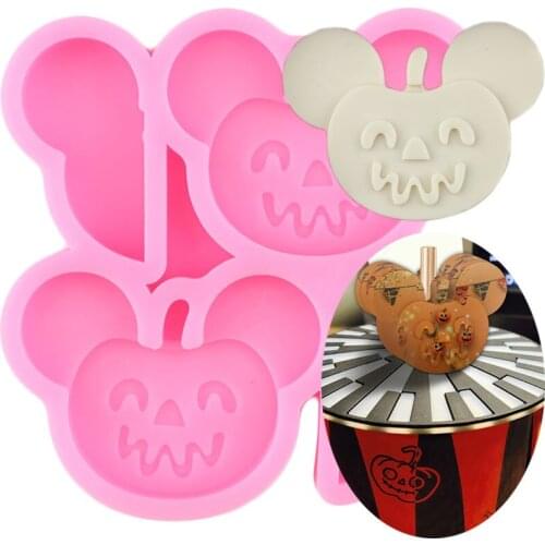 Disney Halloween Pumpkin Straw Topper Silicone Mold Mickey Head Keychain Epoxy Resin Molds Jelly Candy Chocolate Fondant Moulds
