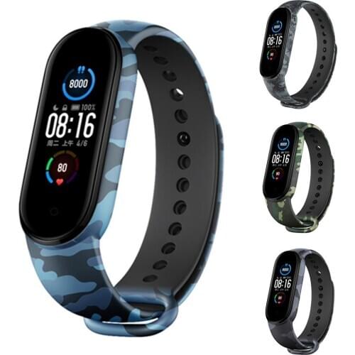 Soft Camouflage Replacement Smart Watch Wrist Strap Adjustable Painted Bracelet Wristband For Xiaomi 5 Mi Band 5