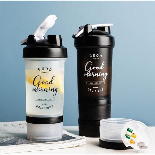 500ML Sport Water Bottle Outdoor Fitness Travel Carrying Bottle 3 Layers Portable Leakproof Design Protein Shaker Water Bottles