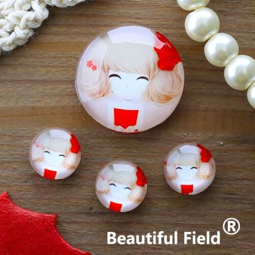 12mm 25mm 14mm 16mm 18mm 20mm Photo Glass Cabochons Round Cameo Set Handmade Settings Stone Girl FFR53