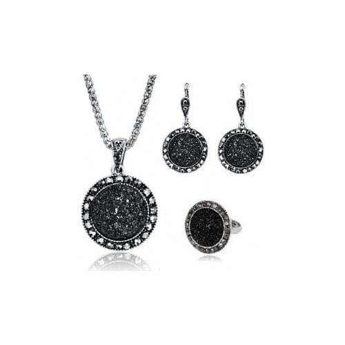 Ring Necklace Earrings Black Three-piece Set 2020 Halloween Charm Gift Fine Jewelry Set Accessories Wholesale