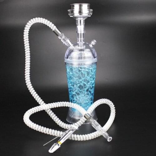 High Quality Acrylic 9.5x32.5 Cm Hookah Shisha Set Transparent Narguile Shisha Complete Chicha Bowl Water Hose Led Light Vase