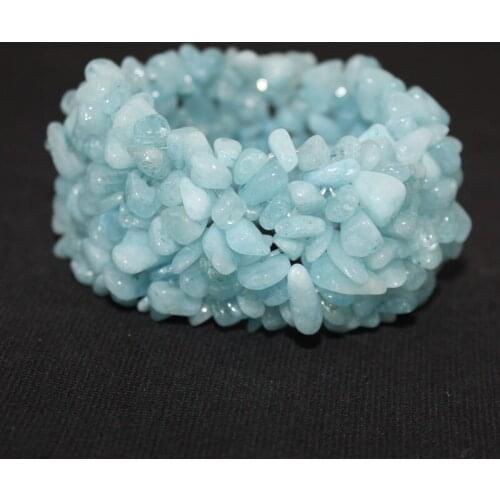 Women love genuine natural Aquamarine bracelet hand bracelet birthday gift daughter of the sea