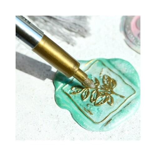 10 Colors Sealing Wax Stamp Mark Pen Decoration Wax Seal Metal Gold Color Pen Metallic Wax Stamp Marker Vintage Waxing Color Pen