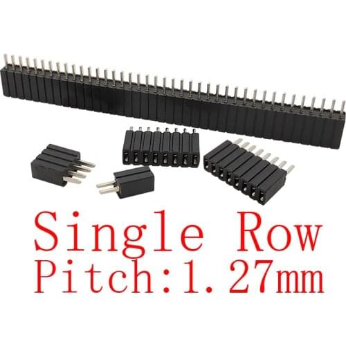 10Pcs Single Row 1.27 mm Pitch Pin Header Female Socket PCB Board Connector 2P-50Pin 1.27mm Pinheader Socket Straight Strip