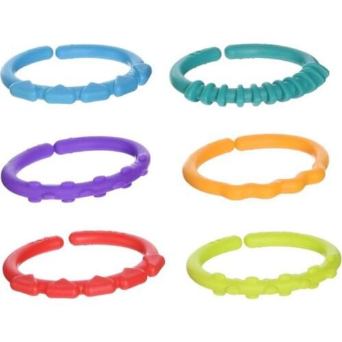 24 Pcs Kids Molars Ring Linkables Newborns Baby Grip Rainbow Teething Chain Toys Dropship