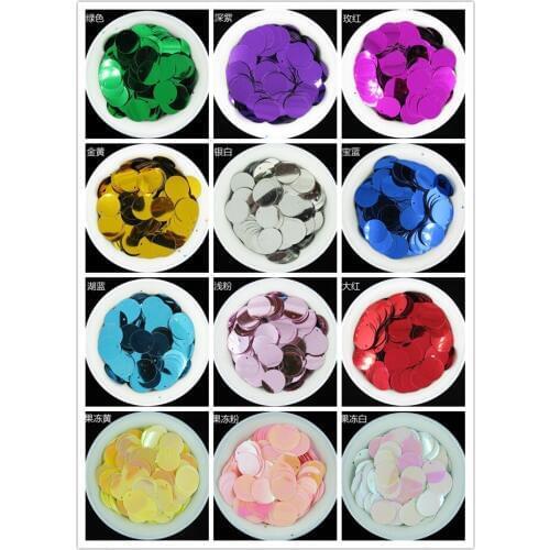 300pcs(50g) 20mm flat large round PVC loose sequins Paillette sewing for wedding craft cloth cap home Decoration 1 Side Hole