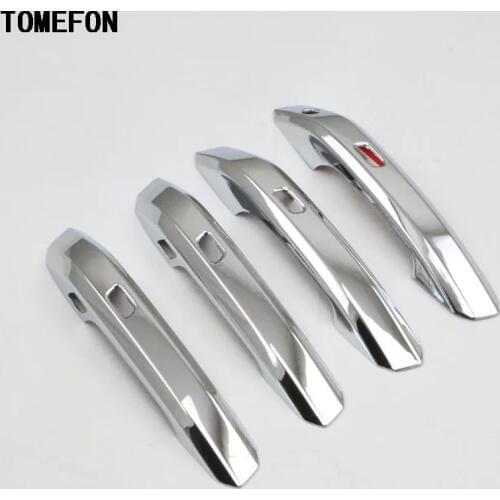 TOMEFON For Audi A4 Sedan B9 9L 2016 2017 ABS Chrome Exterior Door Handle Cover Trim With Smart Hole Car Door Handle Trim 4pcs
