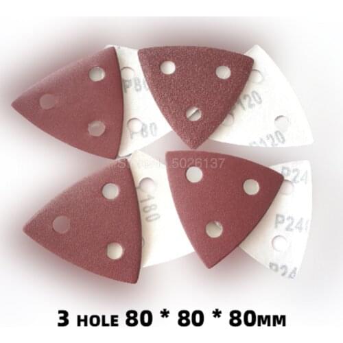 5PCS Triangle Sandpaper Sanding Pads Sheets With 3 Holes Flocking For Grinding Abrasive Tools Mixed Grits Sander Sand Paper