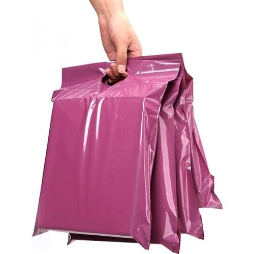 50Pcs New Purple Tote Bag Express Bag Plastic Poly Envelope Self-Seal Adhesive Thick Waterproof Courier Bags Handle Mailing Bags