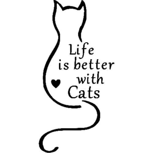 7.2CM*14.6CM Car Sticker Vinyl Funny Decal Life Is Better With Cats Black Silver Car styling sticker